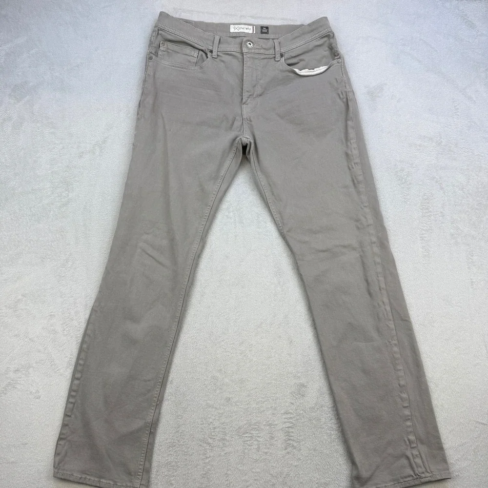 Departwest Seeker Pants Mens 36L‎ Gray Khaki Slim Straight Stretch Casual Chino
